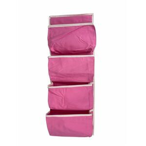 Pottery Barn Kids 4 pocket canvas over the door organizer Pink white